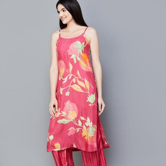 melange women floral printed straight kurta set