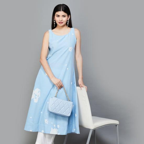melange women printed sleeveless a-line kurta