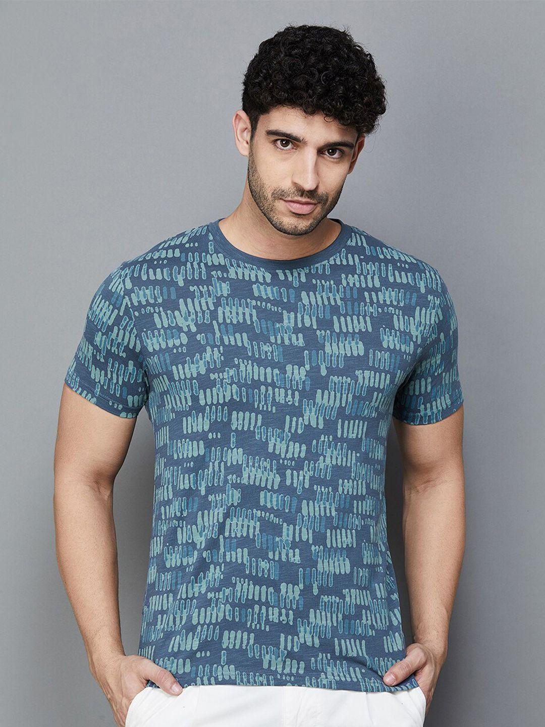 melange by lifestyle abstract printed round neck cotton t-shirt