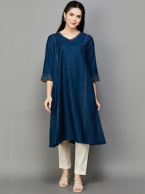 melange by lifestyle blue a line kurta