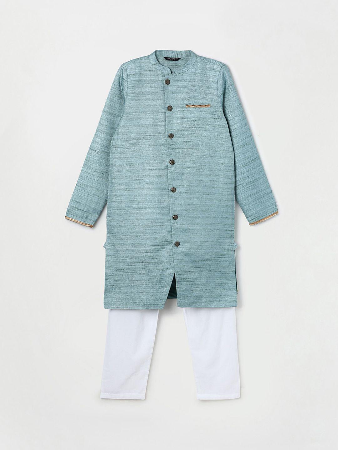 melange by lifestyle boys green printed kurta with pyjamas