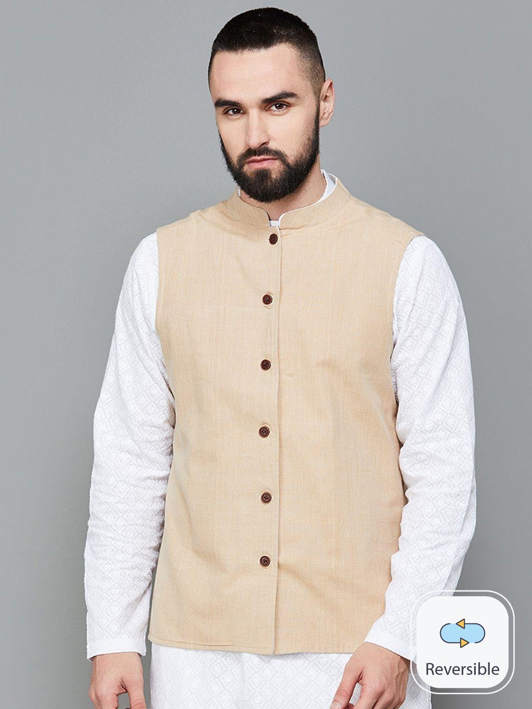 melange by lifestyle checked pure cotton reversible nehru jacket