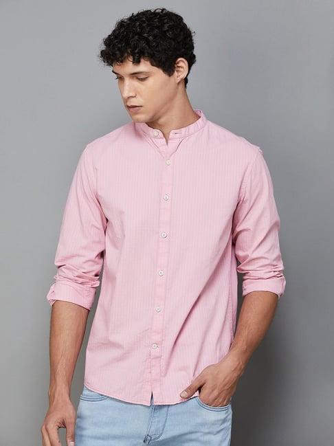 melange by lifestyle dusty pink cotton regular fit checks shirt