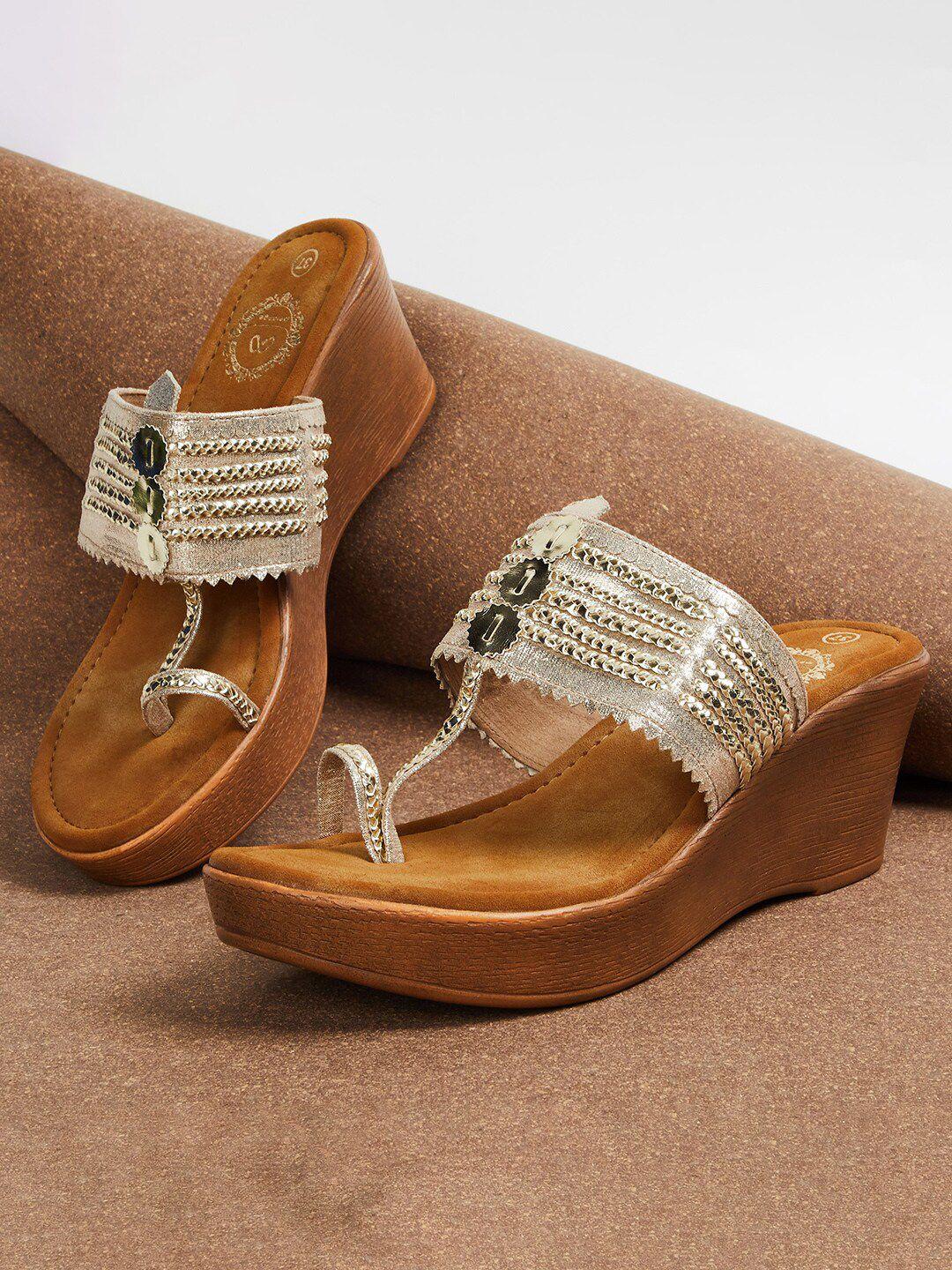 melange by lifestyle embellished wedge heels