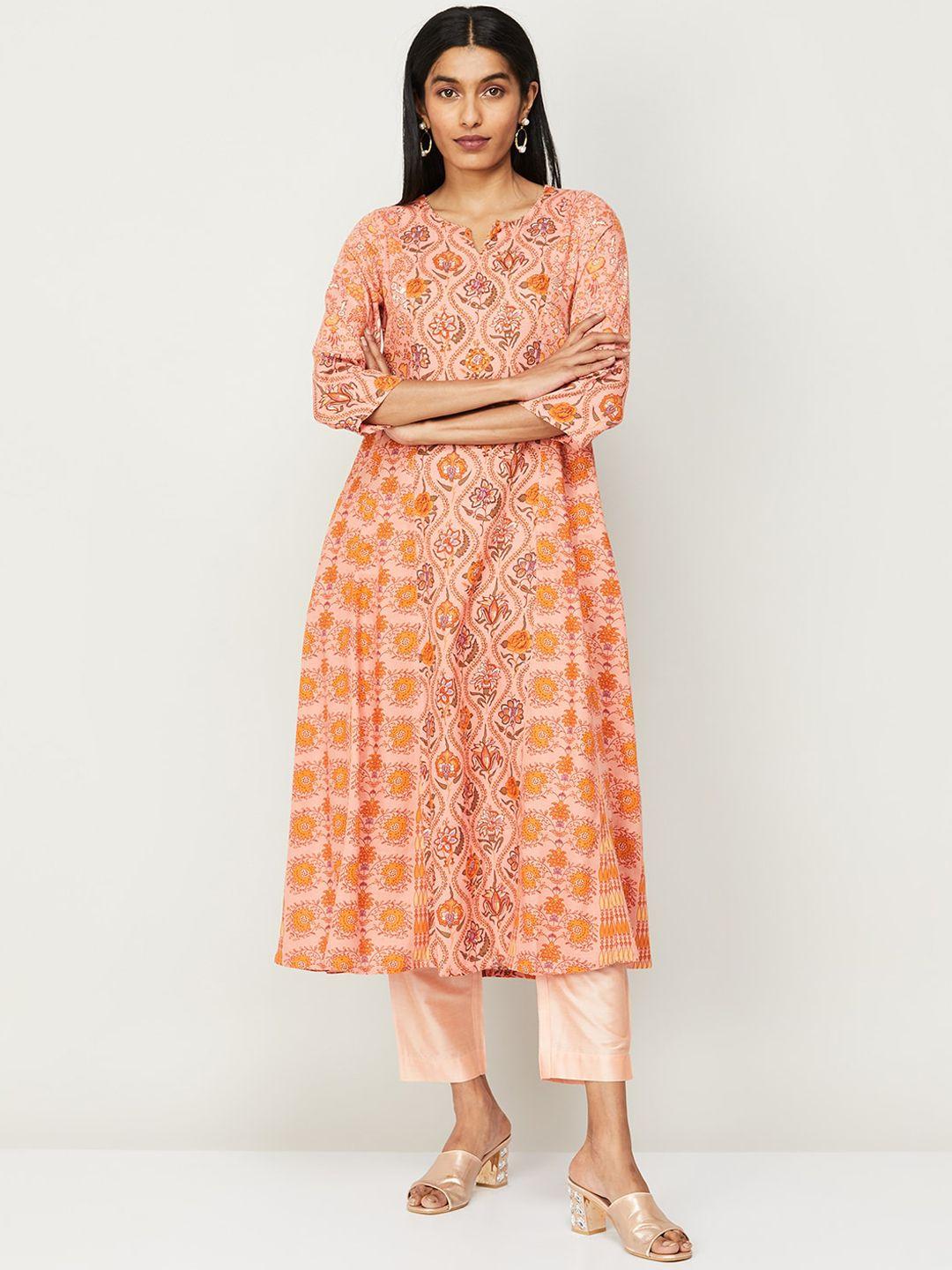 melange by lifestyle ethnic motifs printed anarkali kurta