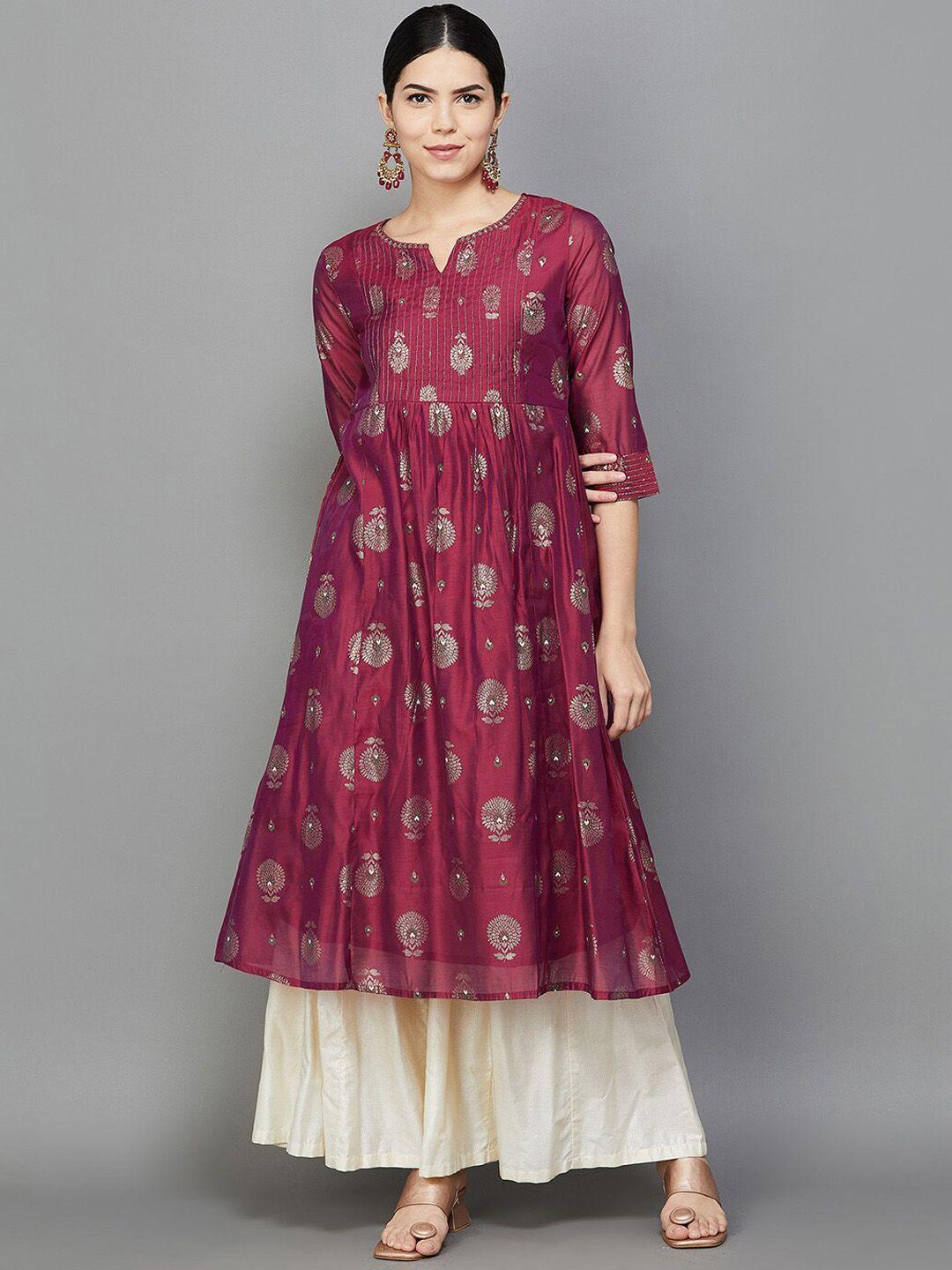 melange by lifestyle ethnic motifs printed empire a-line kurta