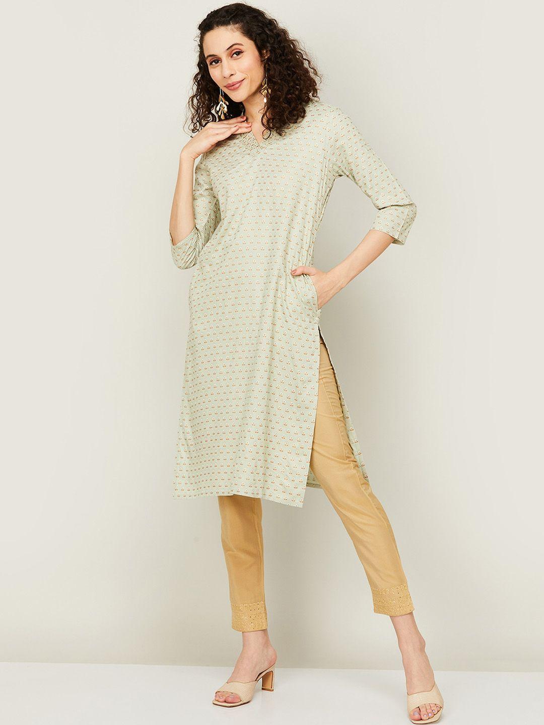 melange by lifestyle ethnic motifs printed v-neck kurta