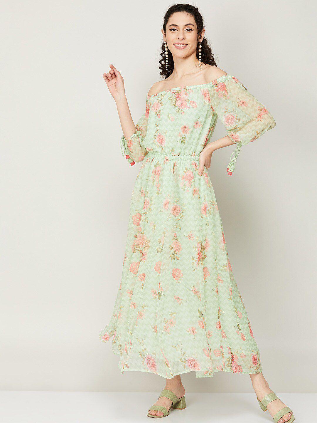 melange by lifestyle floral off-shoulder maxi dress