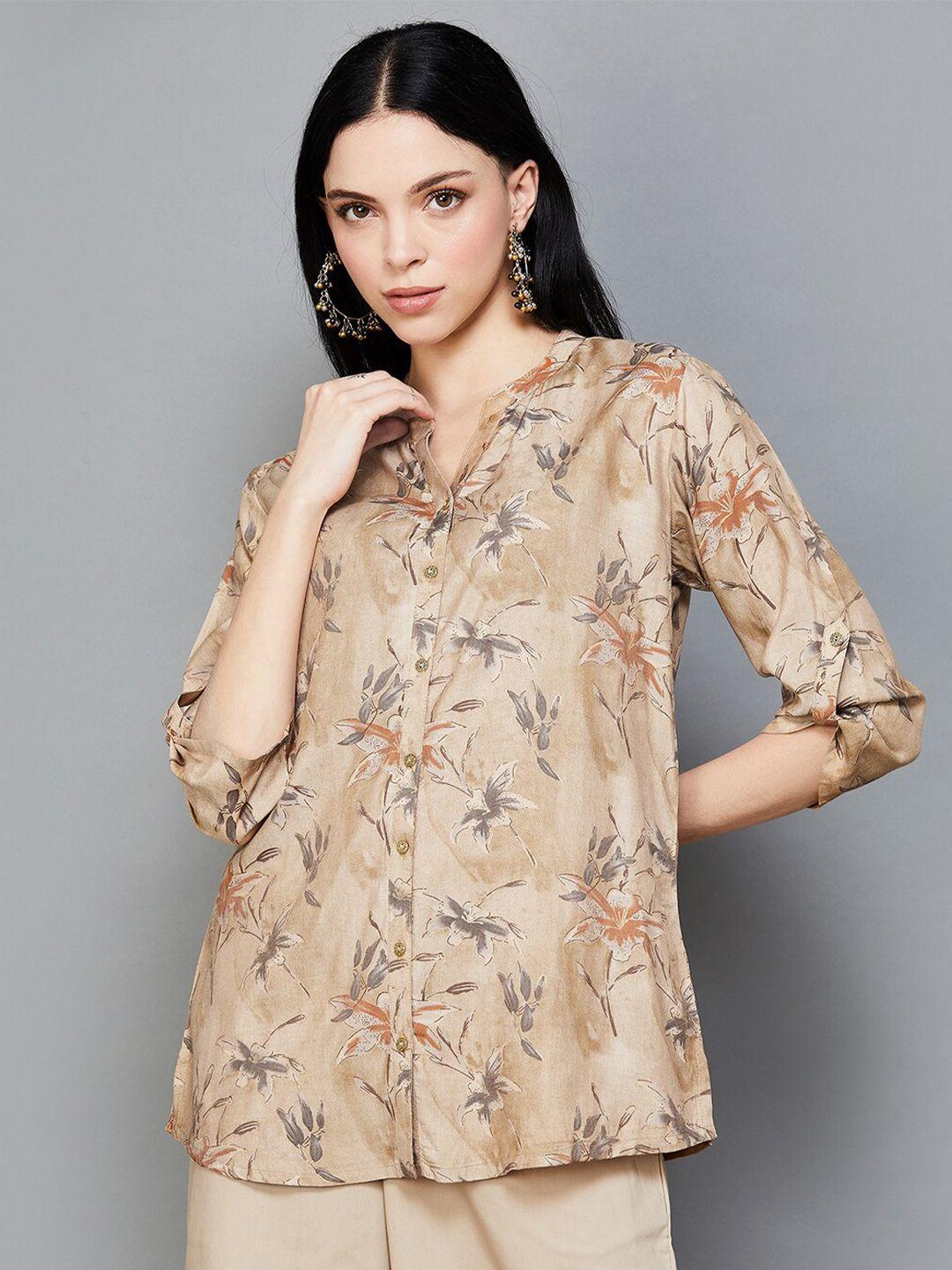 melange by lifestyle floral printed casual shirt