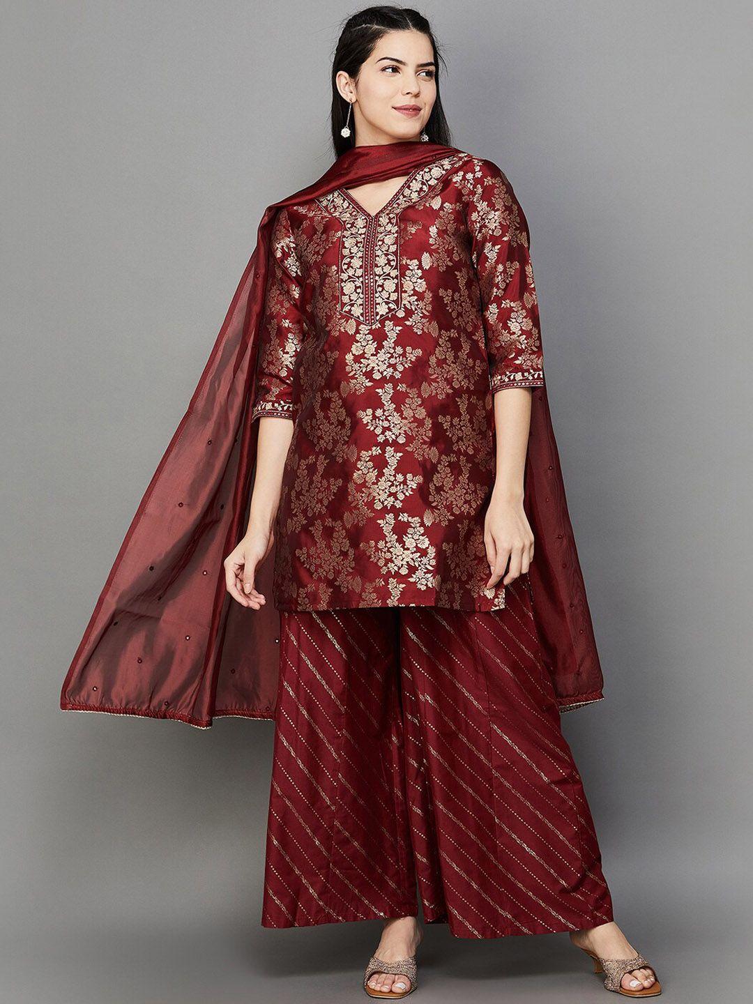 melange by lifestyle floral printed kurta with palazzo & dupatta