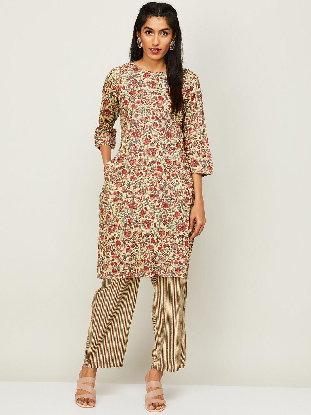 melange by lifestyle floral printed kurta with palazzos