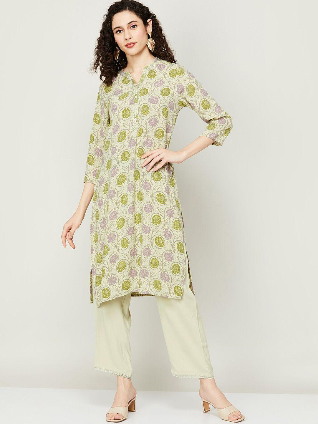 melange by lifestyle floral printed regular kurta with palazzos