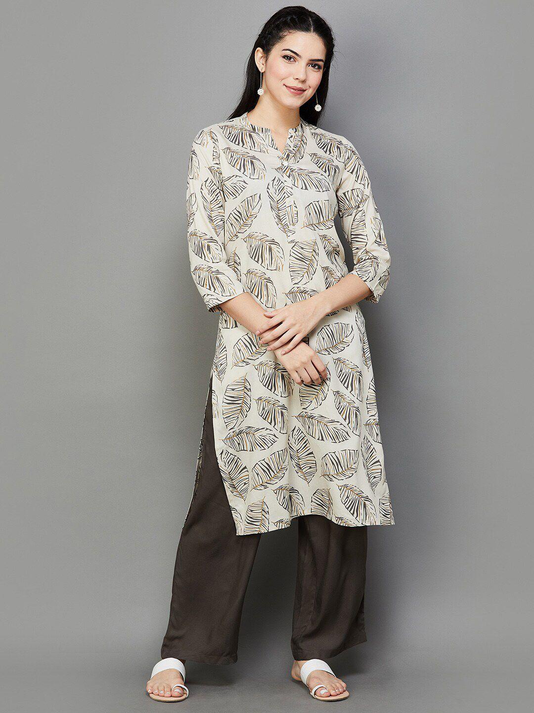 melange by lifestyle floral printed regular kurta with palazzos