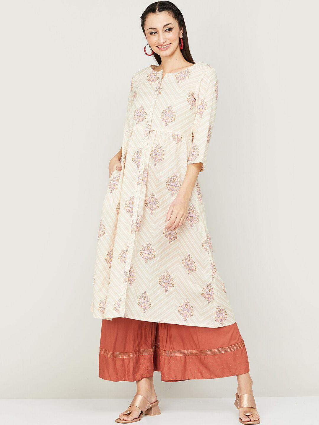 melange by lifestyle floral printed sequinned a-line kurta