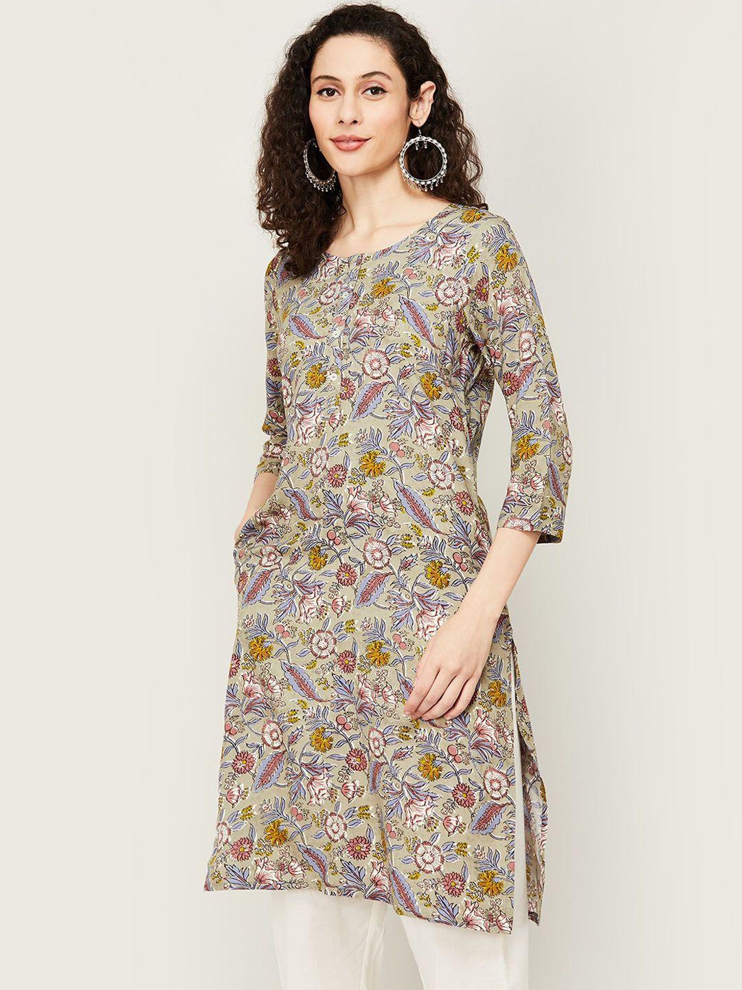 melange by lifestyle floral printed straight kurta