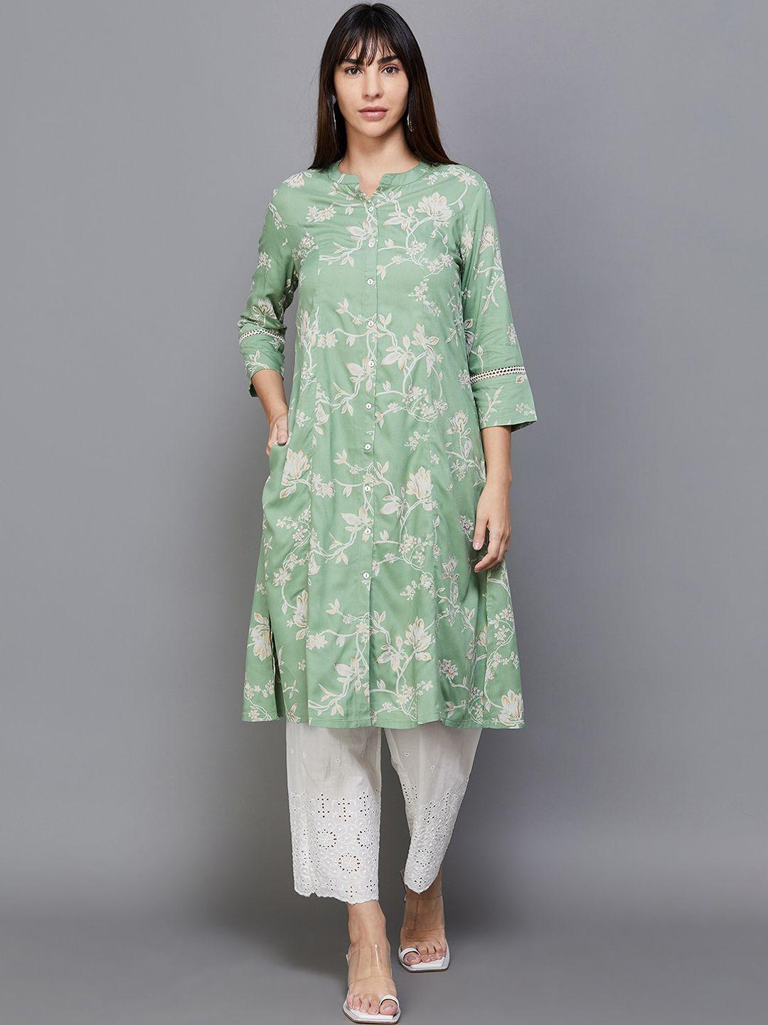 melange by lifestyle floral printed straight kurta