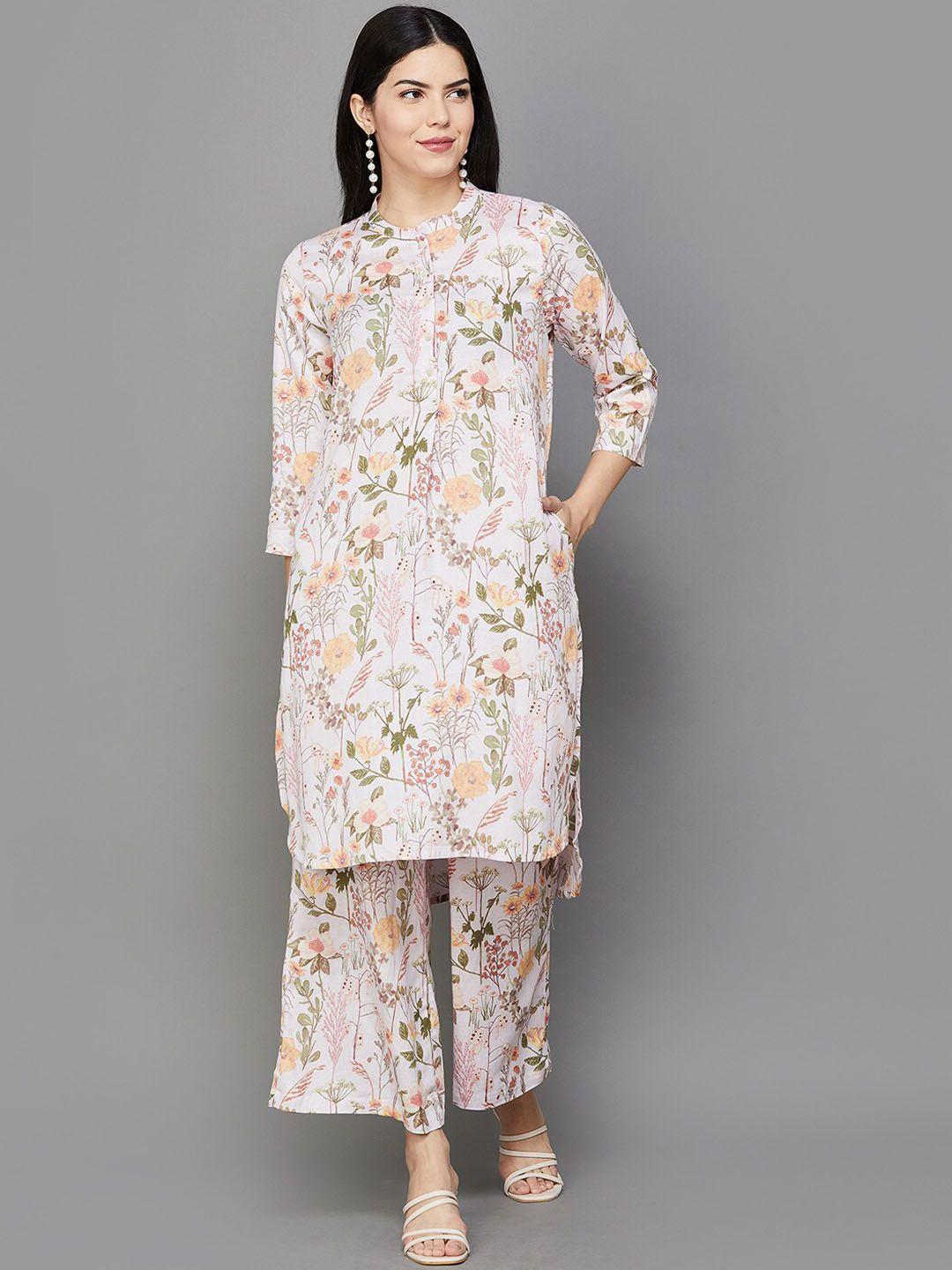 melange by lifestyle floral printed straight kurta