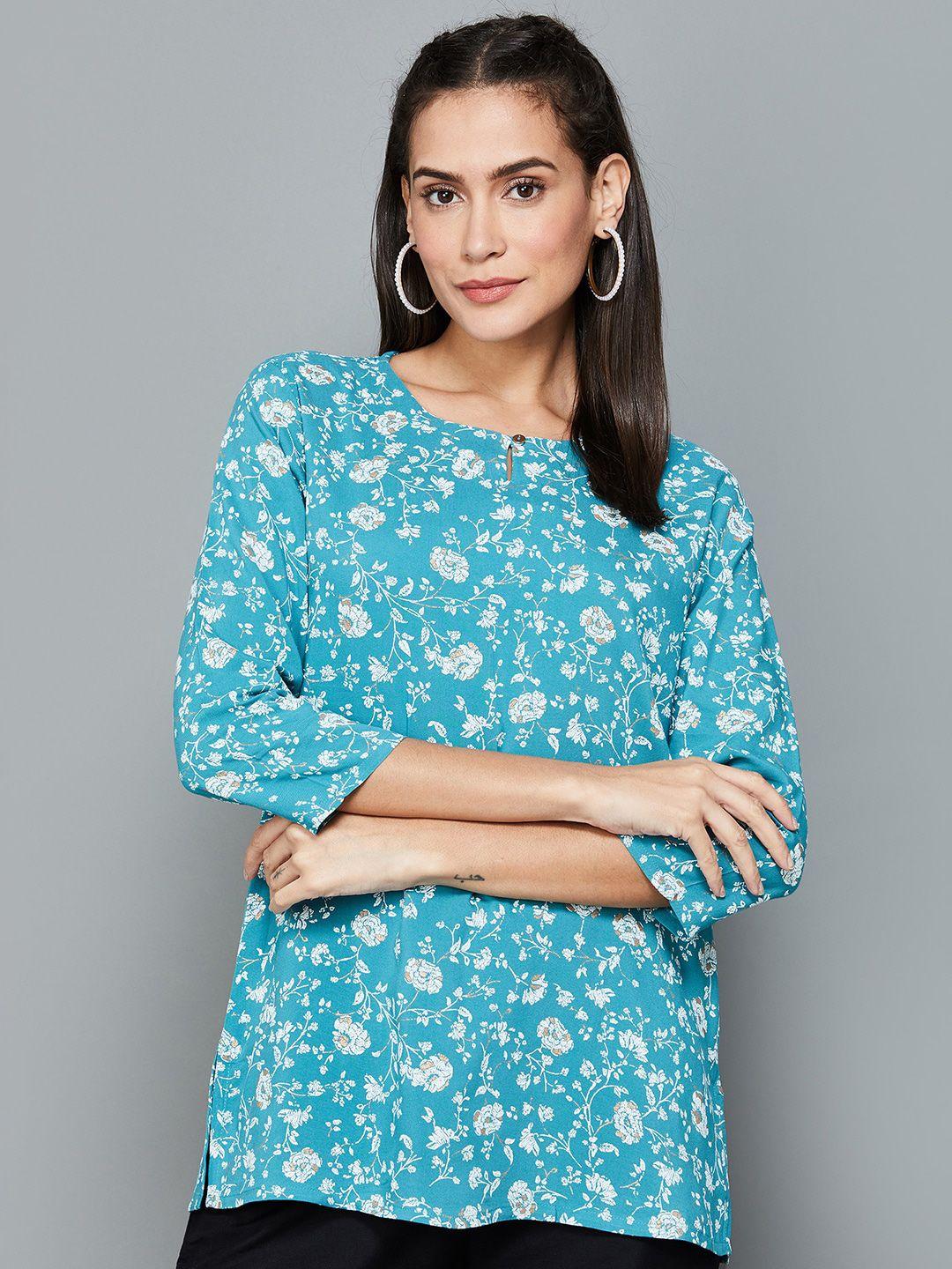 melange by lifestyle floral printed straight kurti