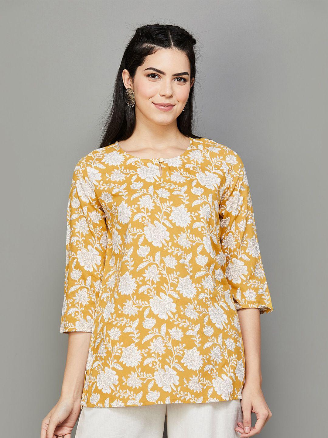 melange by lifestyle floral printed straight kurti