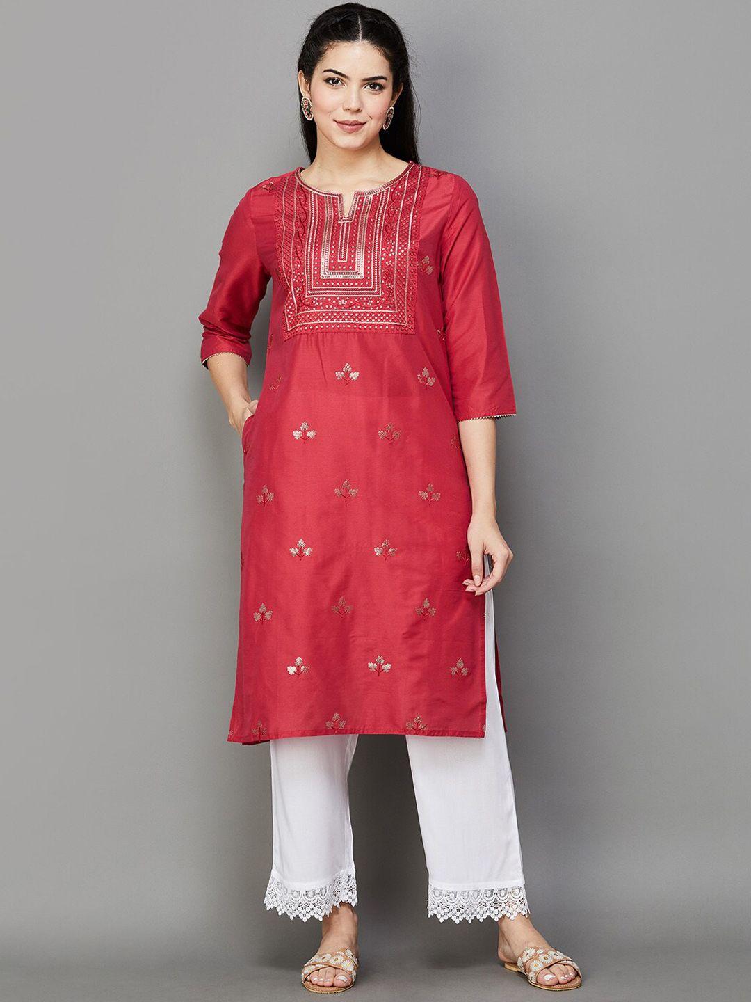 melange by lifestyle florao embroidered thread work kurta