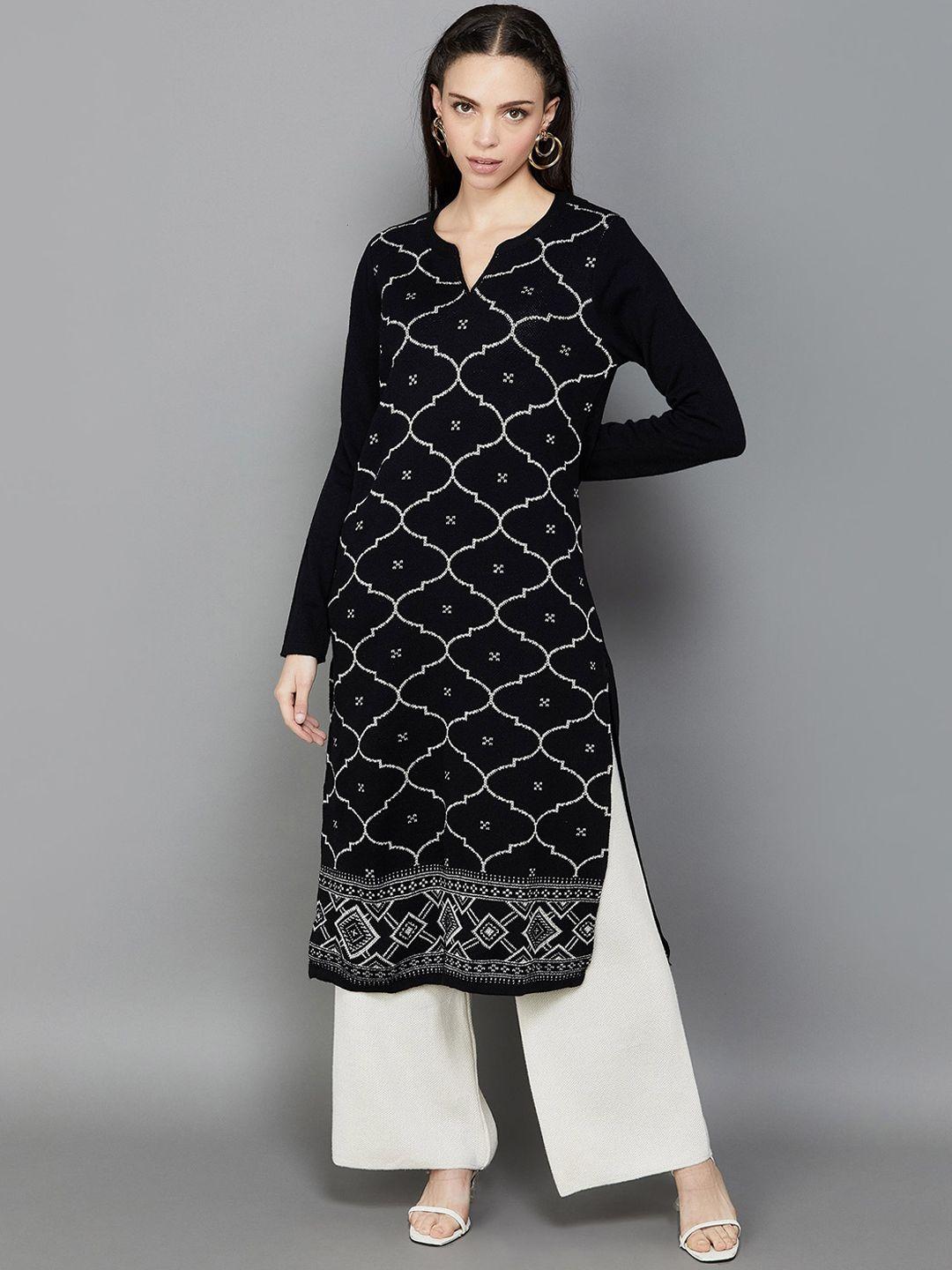 melange by lifestyle geometric embroidered kurta