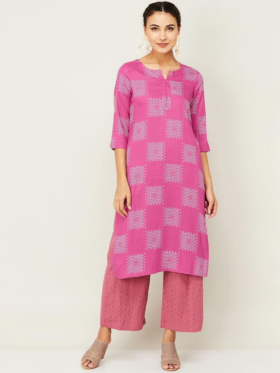 melange by lifestyle geometric printed regular kurta