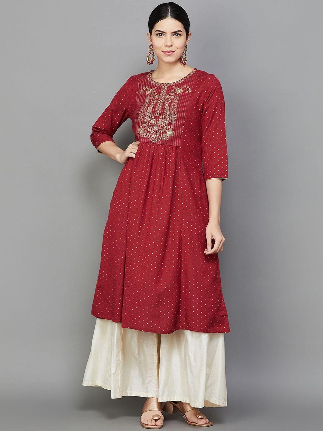 melange by lifestyle geometric printed sequinned anarkali kurta