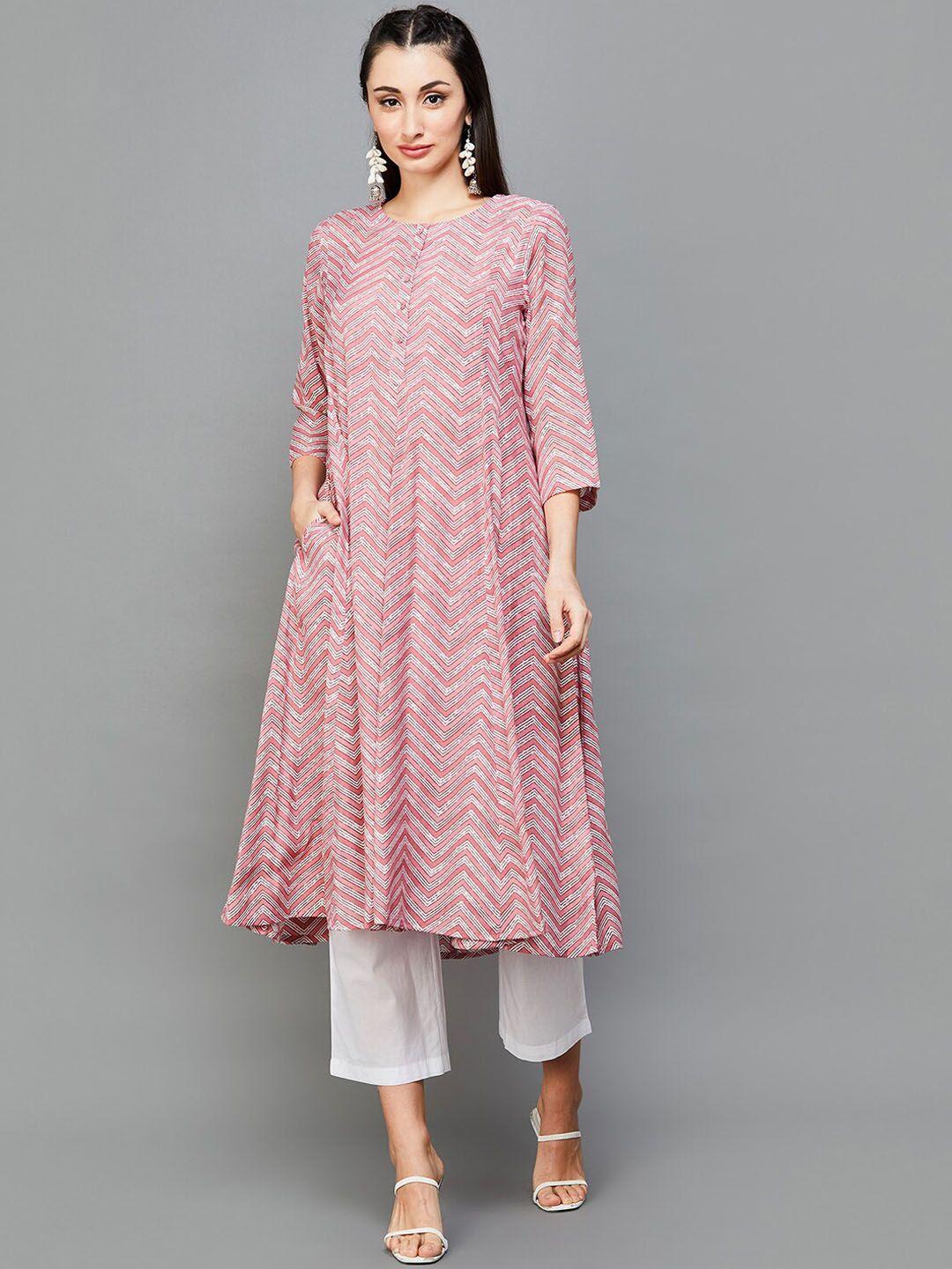 melange by lifestyle geomrtic printed a-line kurta