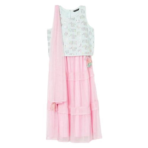 melange by lifestyle girls pink polyester regular fit embroidered ethnic set pink_6-7y