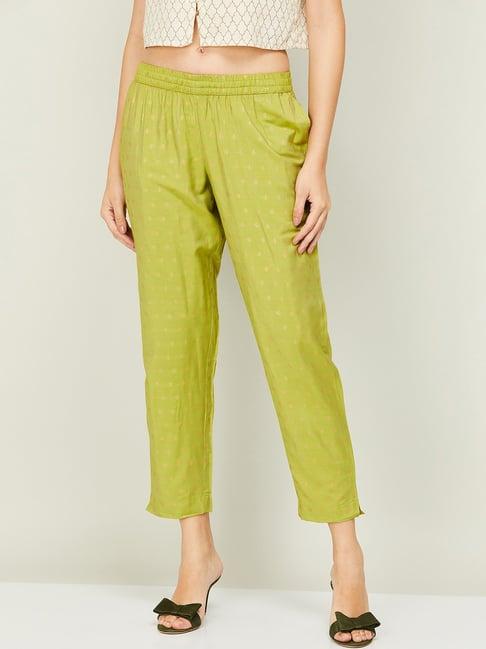 melange by lifestyle green printed pants