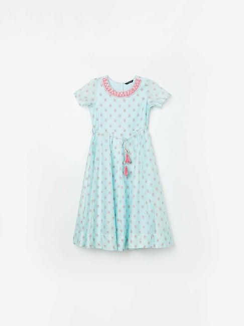 melange by lifestyle kids mint green printed dress