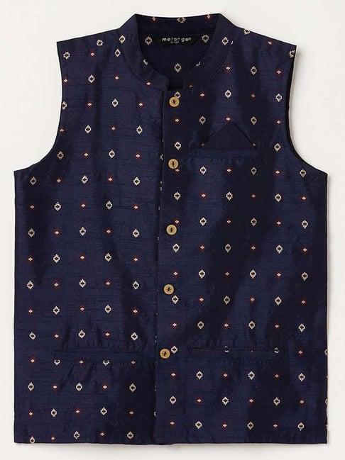 melange by lifestyle kids navy embroidered waistcoat