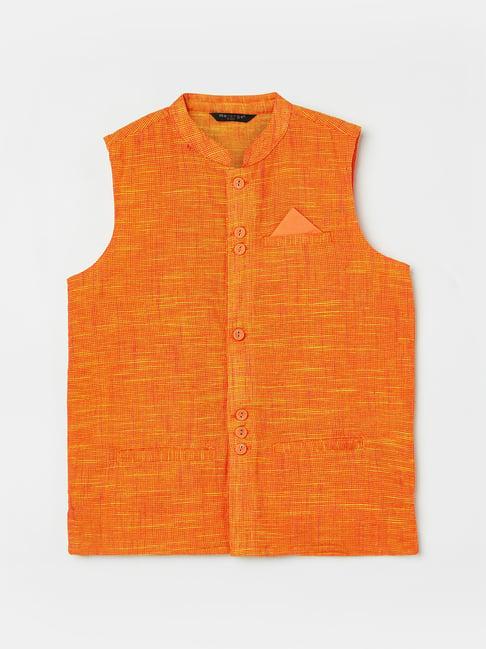 melange by lifestyle kids orange solid waistcoat
