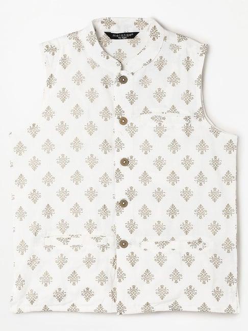 melange by lifestyle kids white printed waistcoat