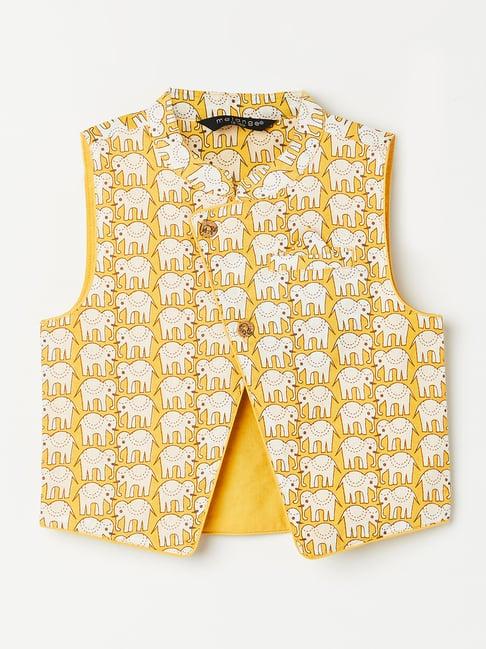 melange by lifestyle kids yellow printed waistcoat