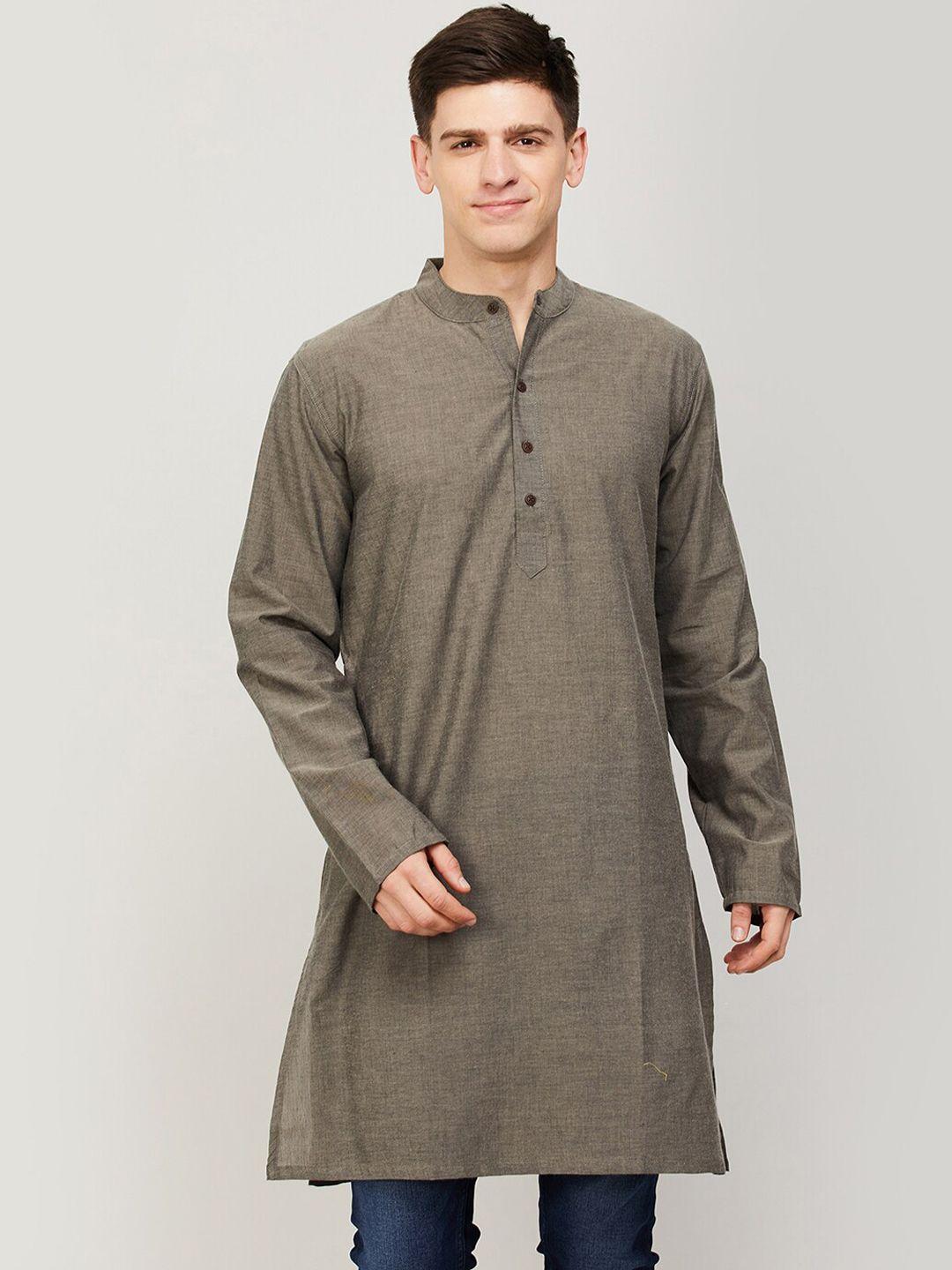 melange by lifestyle mandarin collar cotton above knee kurta