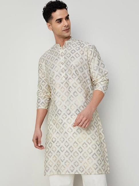 melange by lifestyle off white regular fit printed kurta