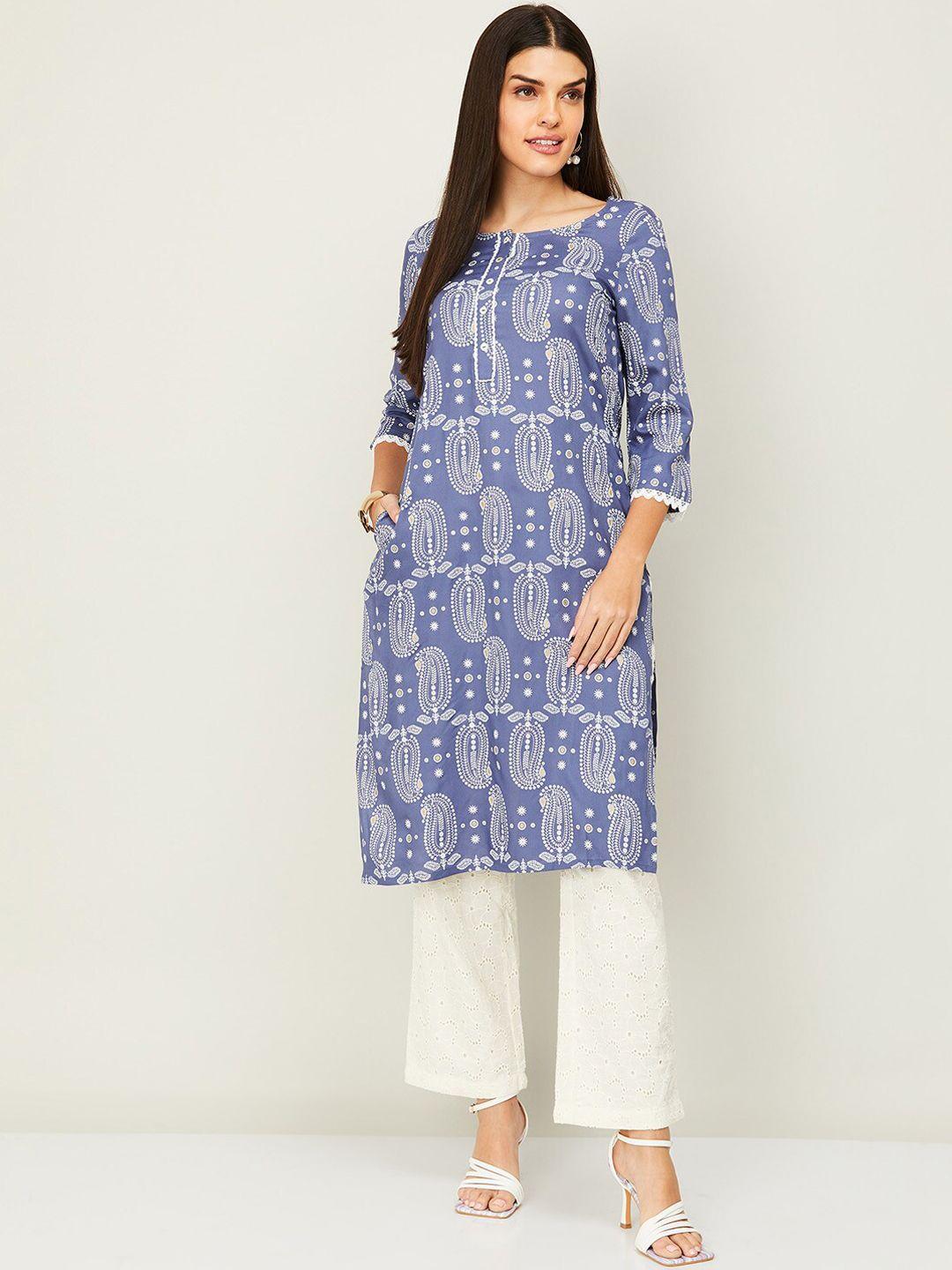 melange by lifestyle paisley printed gotta patti kurta