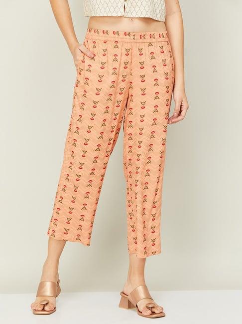 melange by lifestyle peach printed pants