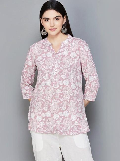 melange by lifestyle pink floral print kurti