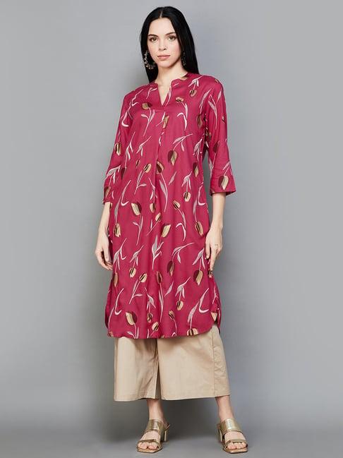 melange by lifestyle pink printed a line kurta