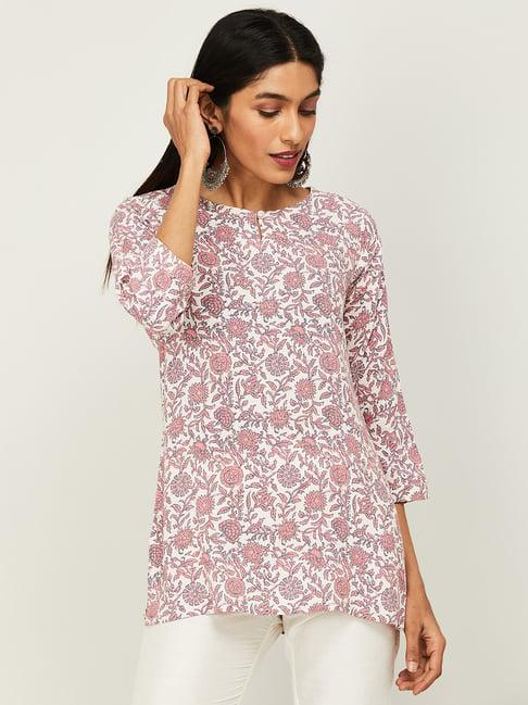 melange by lifestyle pink printed straight kurti