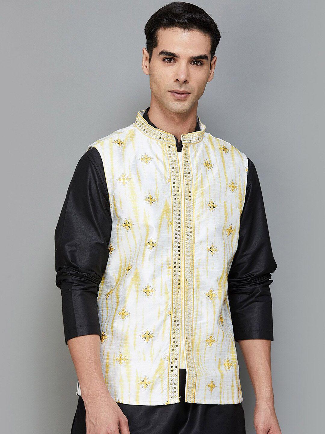 melange by lifestyle printed mandarin collar nehru jackets