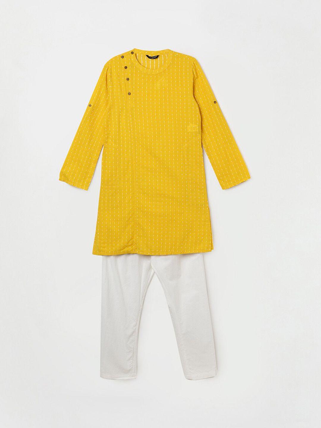 melange by lifestyle printed pure cotton angrakha kurta with pyjamas