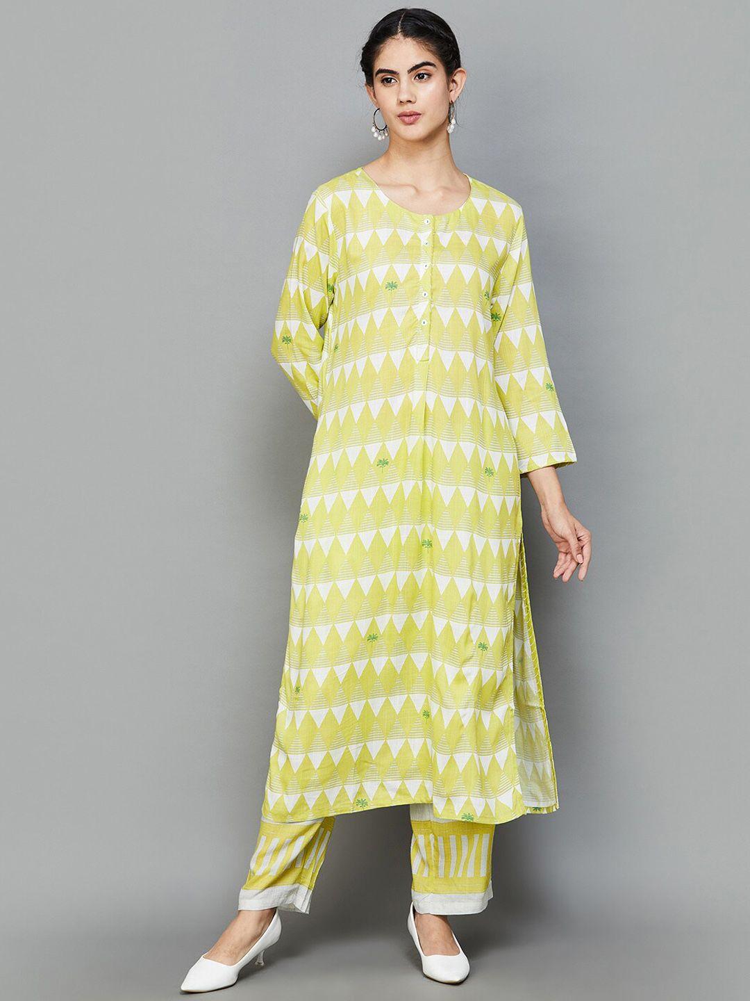 melange by lifestyle printed regular kurta with palazzos