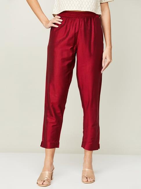 melange by lifestyle red mid rise pants