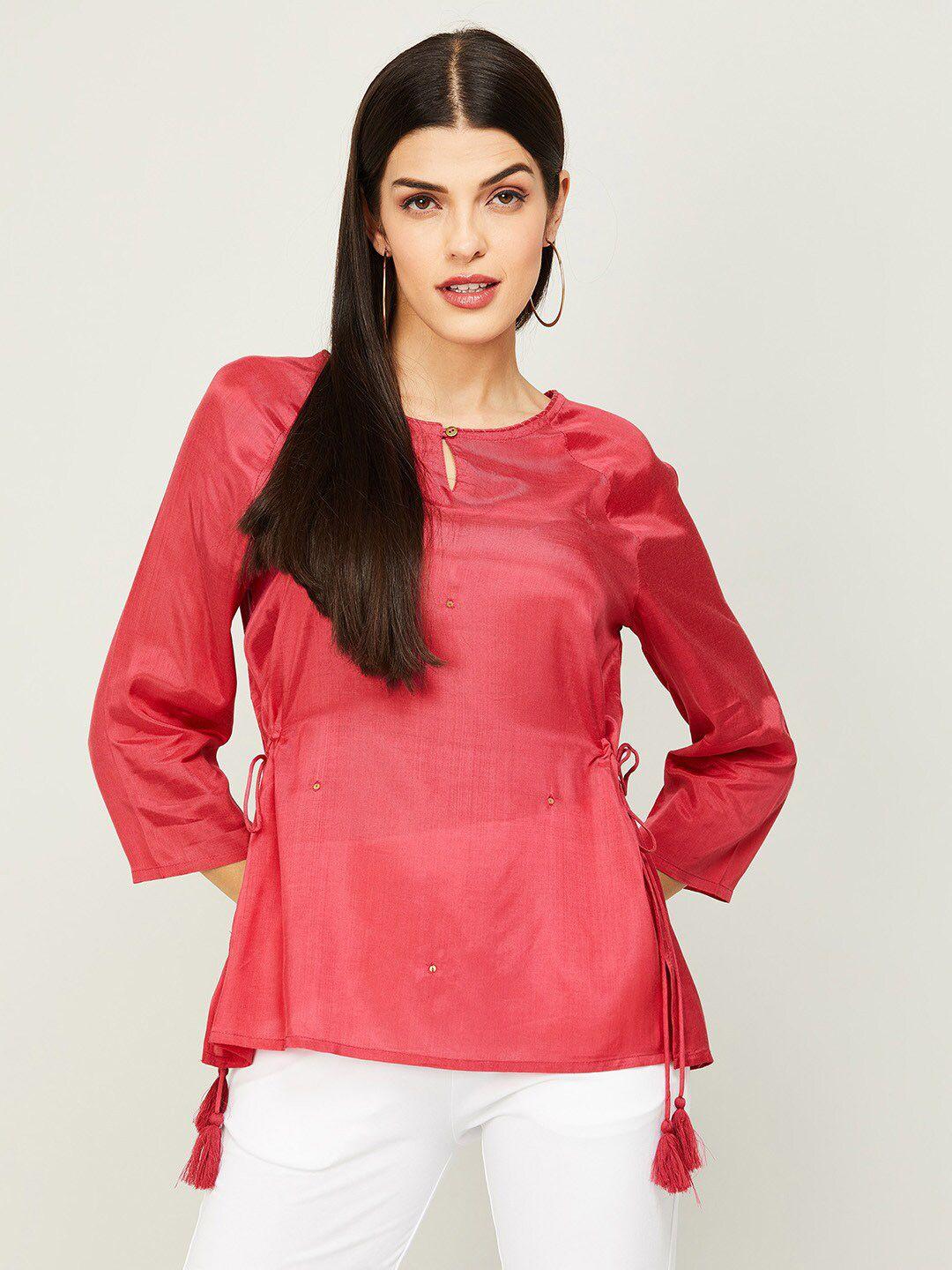 melange by lifestyle red solid top