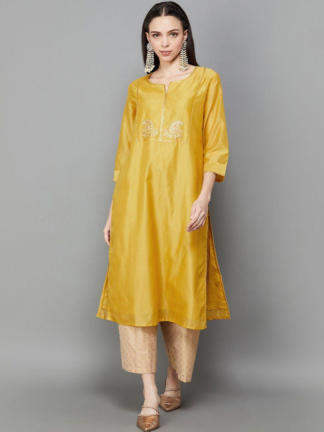 melange by lifestyle sequin embellished straight kurta