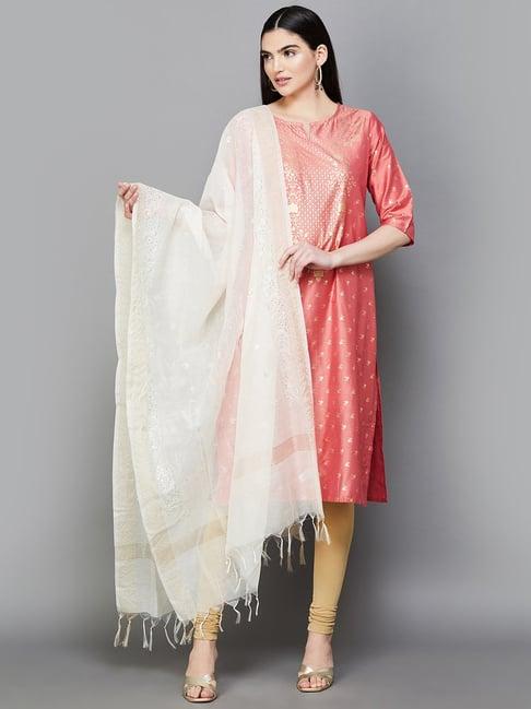 melange by lifestyle white plain dupatta