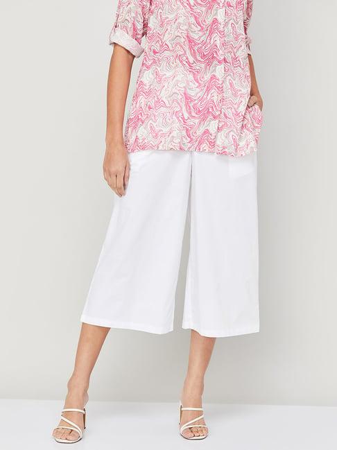 melange by lifestyle white regular fit culottes